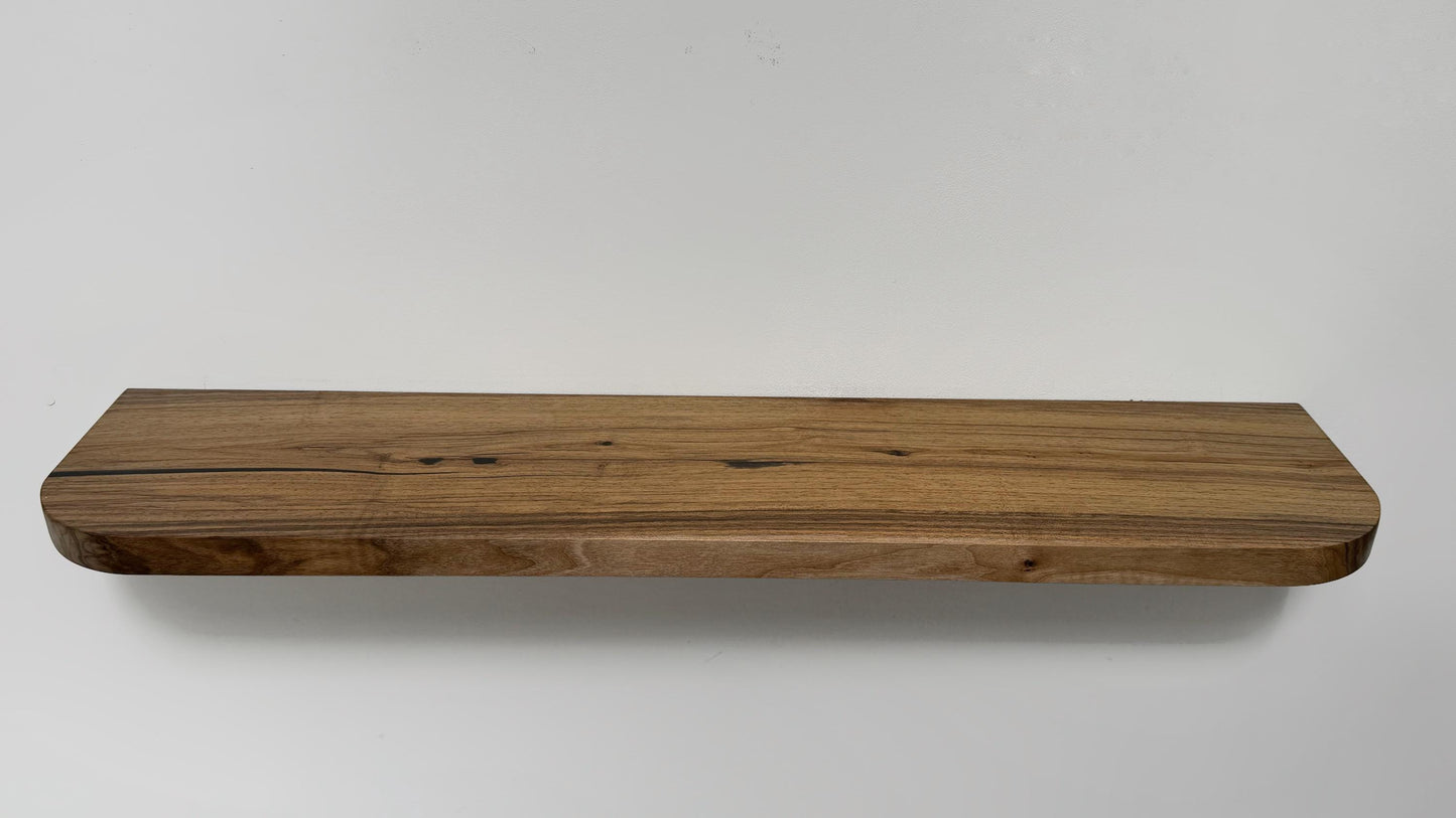 Walnut Floating Shelves with Rounded Corners,Natural Wood Oak Shelf,Living Room Decor,Bracketless Shelving,Wooden Bookshelf,Different Styles