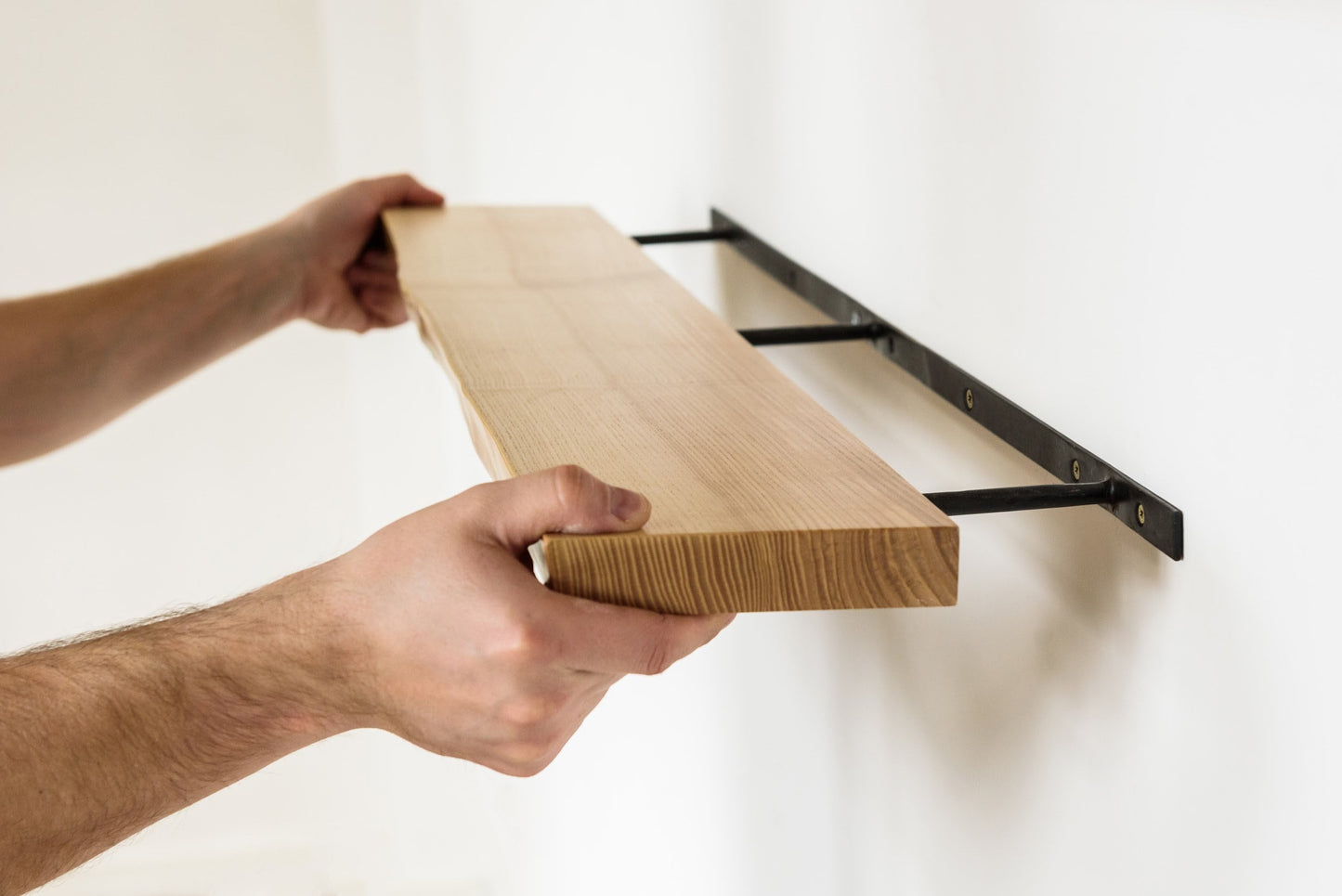 Ash Floating Shelves, Custom Wood Shelves, Rustic Shelves, Bathroom Shelves with Bracket, Long Book Shelves, Kitchen Shelves