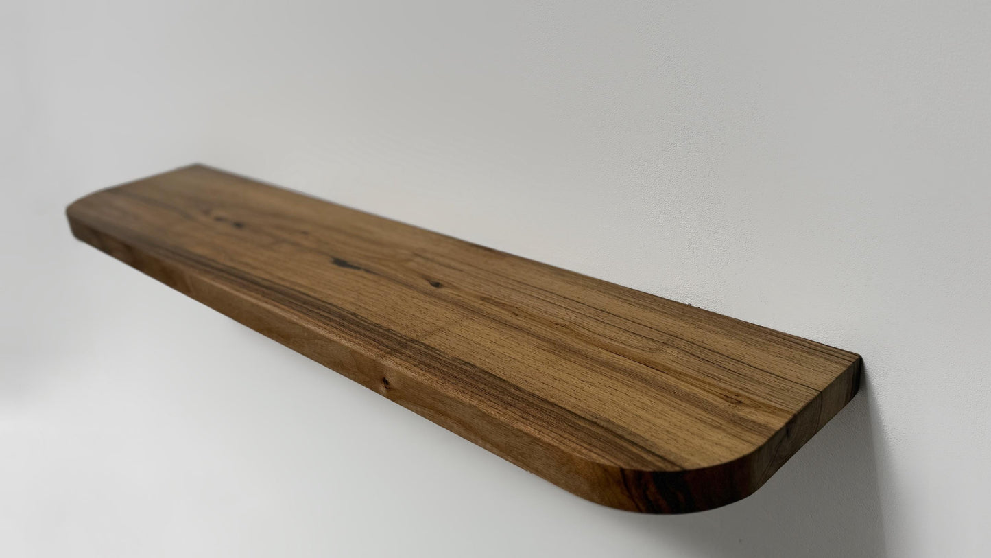 Walnut Floating Shelves with Rounded Corners,Natural Wood Oak Shelf,Living Room Decor,Bracketless Shelving,Wooden Bookshelf,Different Styles