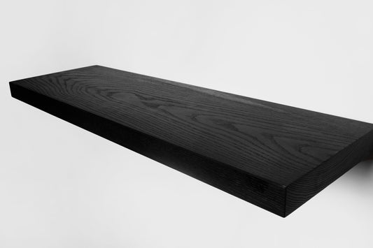 Ash Black Floating Shelves, Custom Wood Shelves, Rustic Shelves, Bathroom Shelves with Bracket, Long Book Shelves,Kitchen Shelves