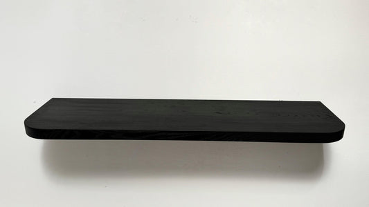 Ash Black Floating Shelves with Rounded Corners, Custom Wood Shelves, Rustic Shelves, Bathroom Shelves with Bracket, Long Book Shelves