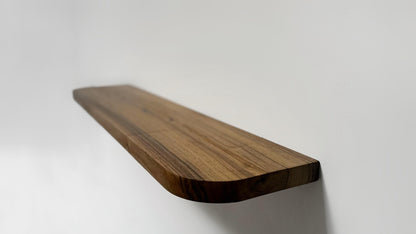 Walnut Floating Shelves with Rounded Corners,Natural Wood Oak Shelf,Living Room Decor,Bracketless Shelving,Wooden Bookshelf,Different Styles