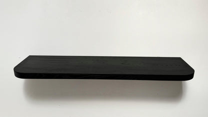 Ash Black Floating Shelves with Rounded Corners, Custom Wood Shelves, Rustic Shelves, Bathroom Shelves with Bracket, Long Book Shelves