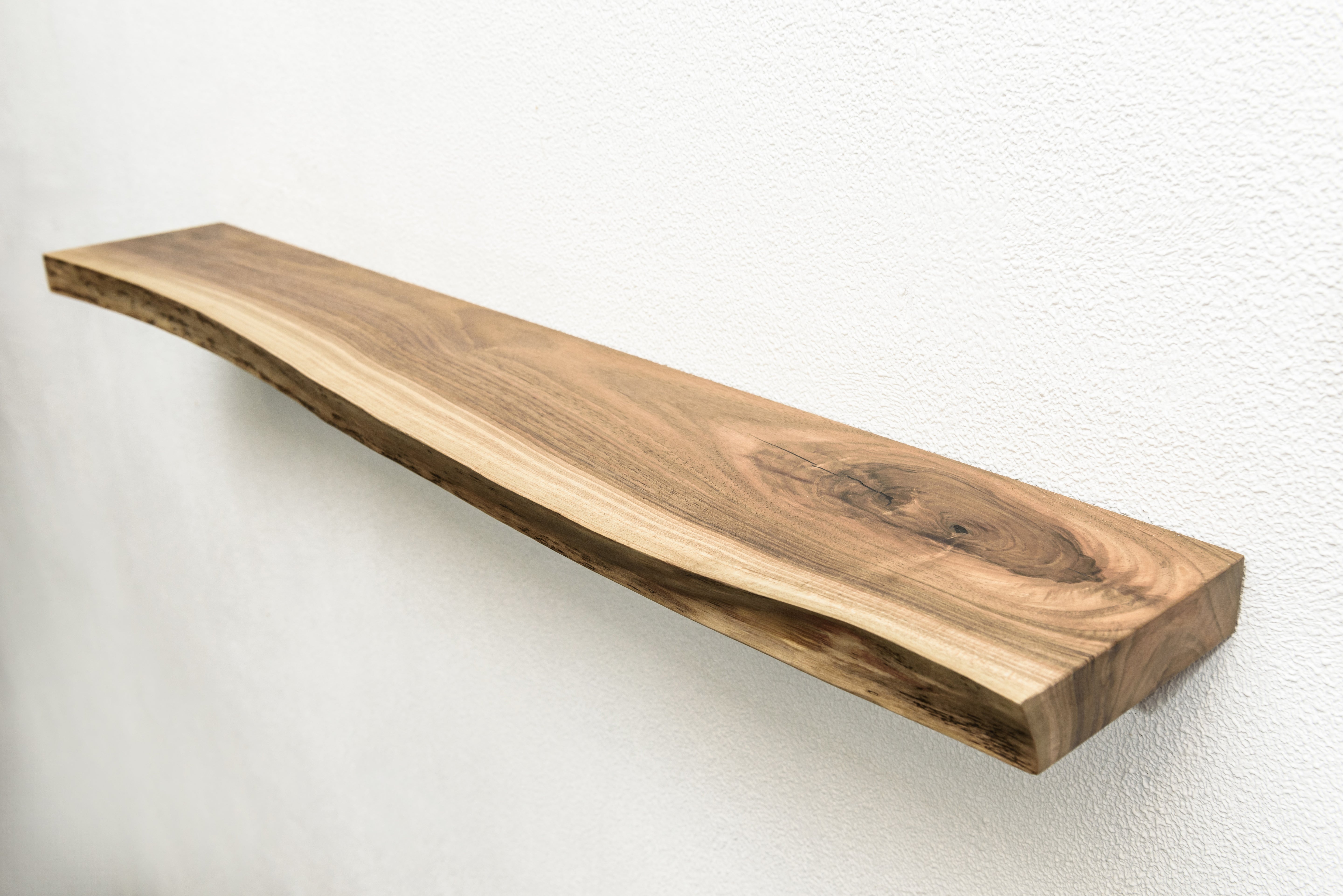 Walnut Wood Wall Shelf | Floating Bookshelf