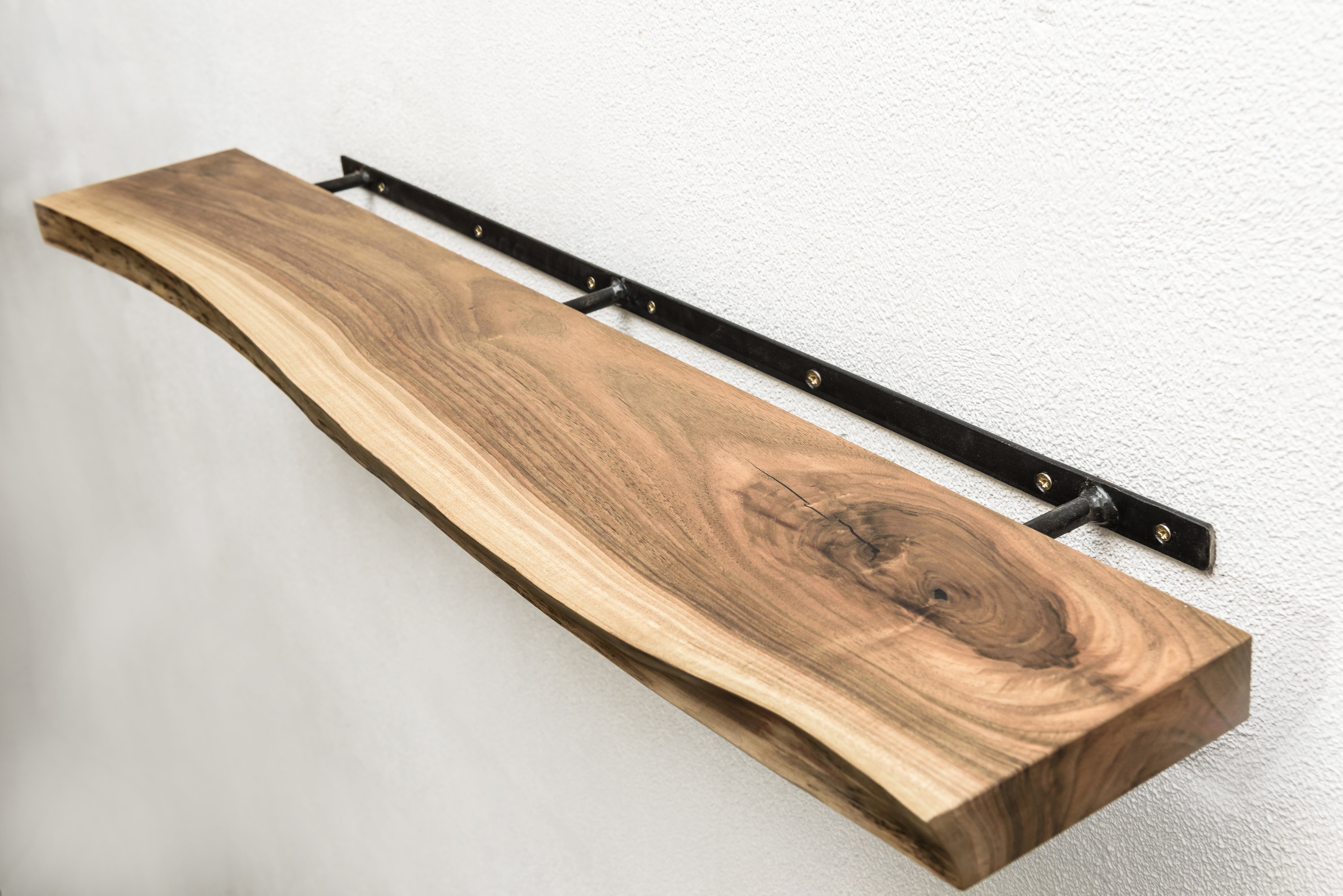 Walnut Floating Shelf with Bracket, Custom Wood Shelves