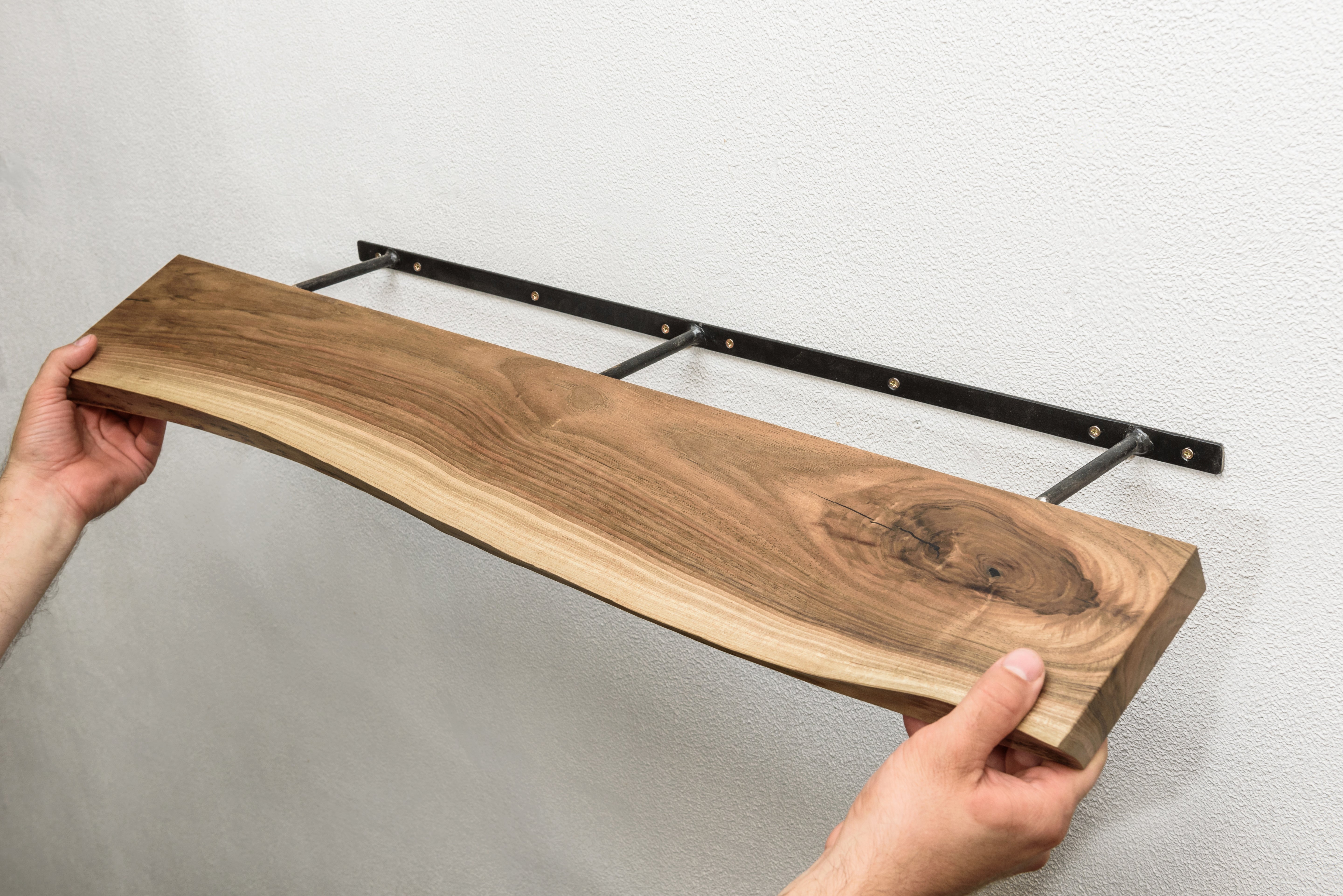 Walnut Wood Wall Shelf | Floating Bookshelf