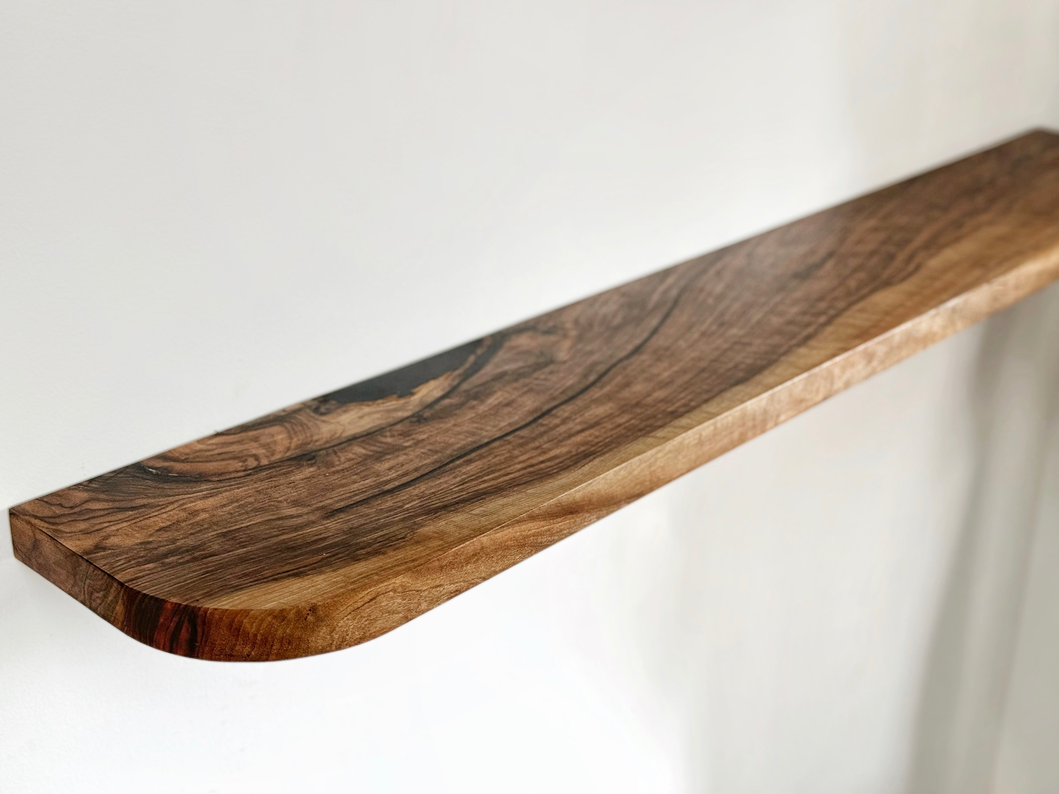 Walnut Rounded Shelf | Floating Wood Wall Decor