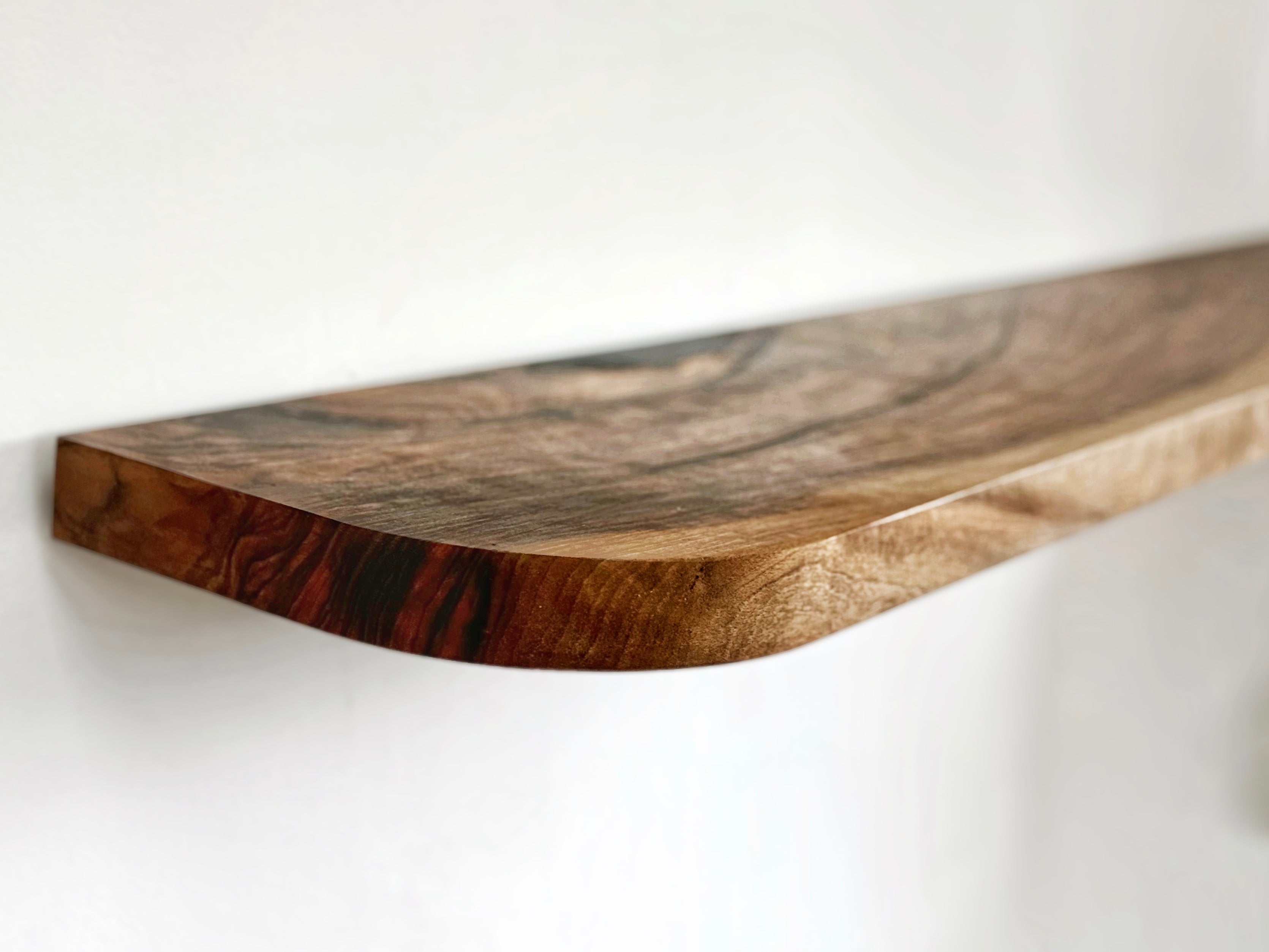 Walnut Rounded Shelf | Floating Wood Wall Decor