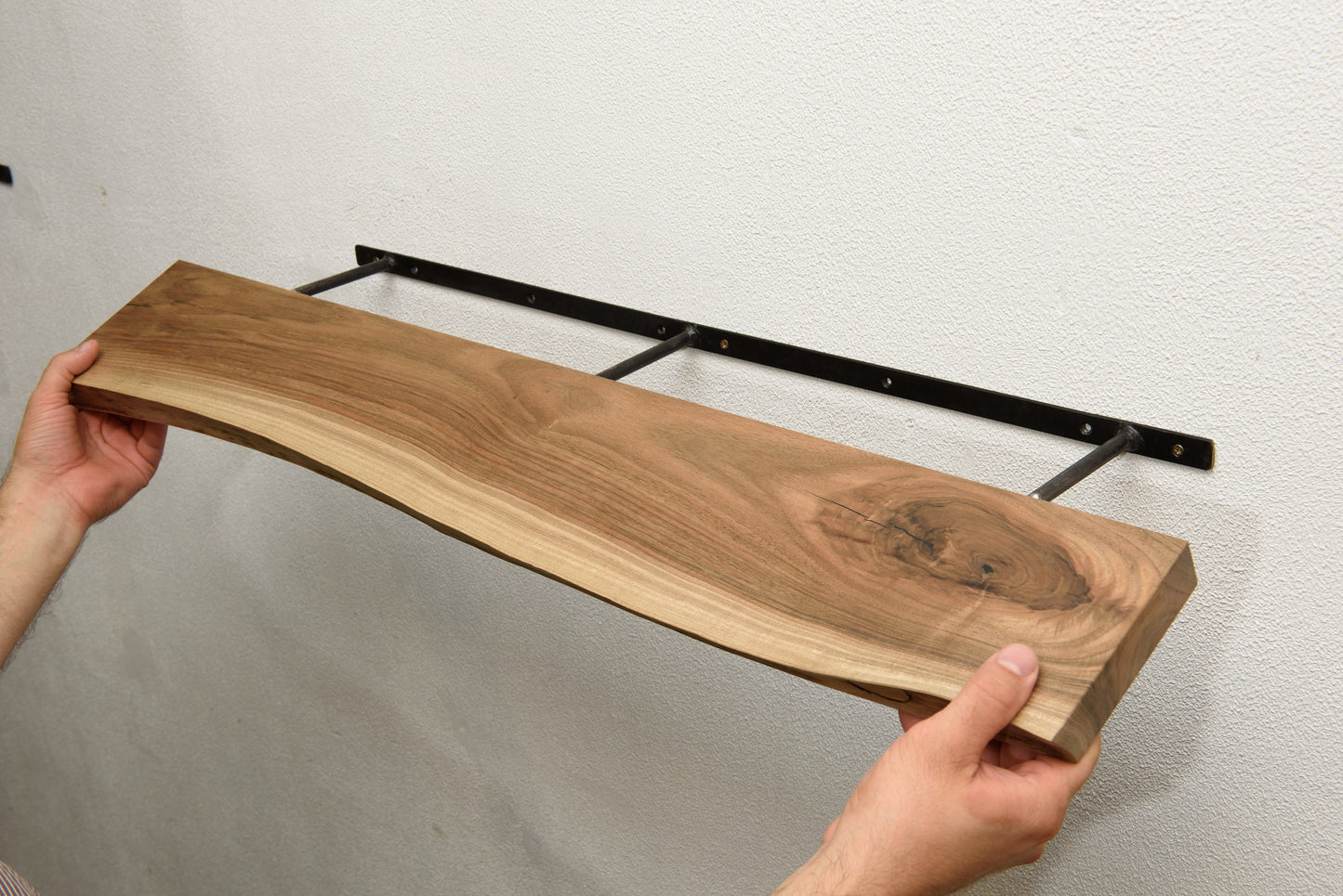 Walnut Floating Shelves, Custom Wood Shelves, Rustic Shelves, Bathroom Shelves with Bracket, Long Book Shelves,Kitchen Shelves
