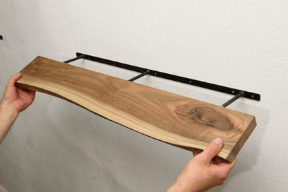 Walnut Floating Shelves, Custom Wood Shelves, Rustic Shelves, Bathroom Shelves with Bracket, Long Book Shelves,Kitchen Shelves
