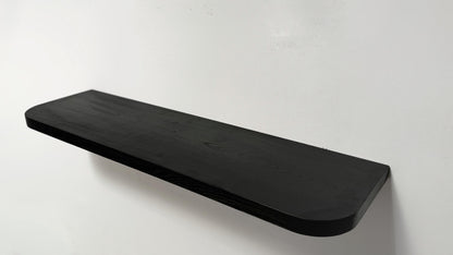 Ash Black Floating Shelves with Rounded Corners, Custom Wood Shelves, Rustic Shelves, Bathroom Shelves with Bracket, Long Book Shelves