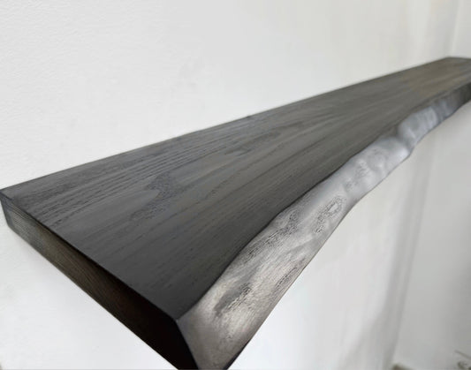 Ash Black Floating Shelves, Custom Wood Shelves, Rustic Shelves, Bathroom Shelves with Bracket, Long Book Shelves,Kitchen Shelves