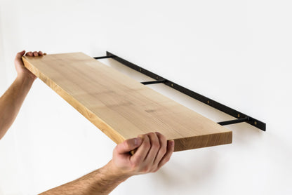 Ash Floating Shelves, Custom Wood Shelves, Rustic Shelves, Bathroom Shelves with Bracket, Long Book Shelves, Kitchen Shelves